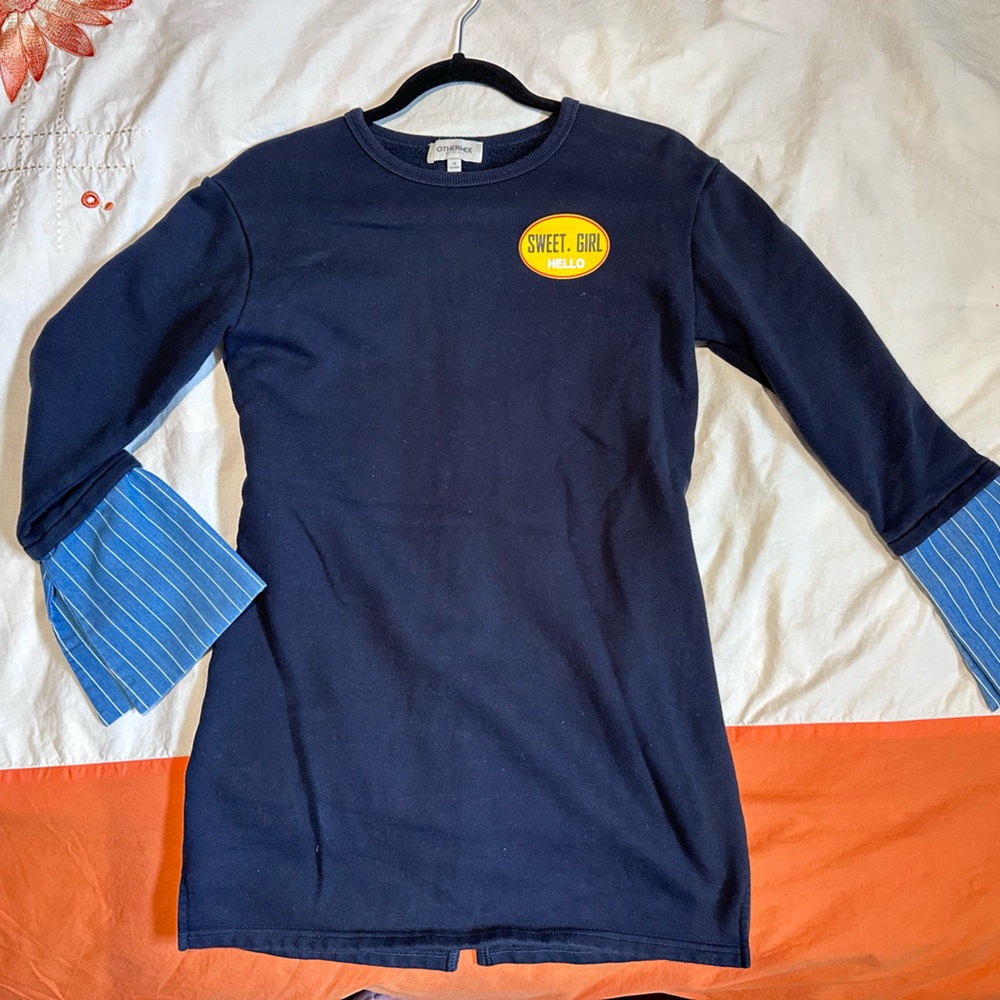 Women navy long sleeve long top M